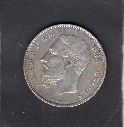 Beschrijving: 5 Francs fr LEOPOLD II w dot